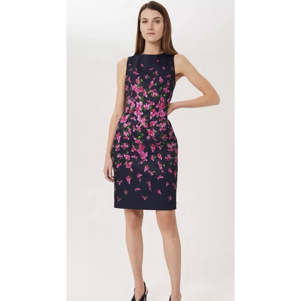 Hobbs Women's Navy Moira Floral Sleeveless Sheath Dress Size 8 $315